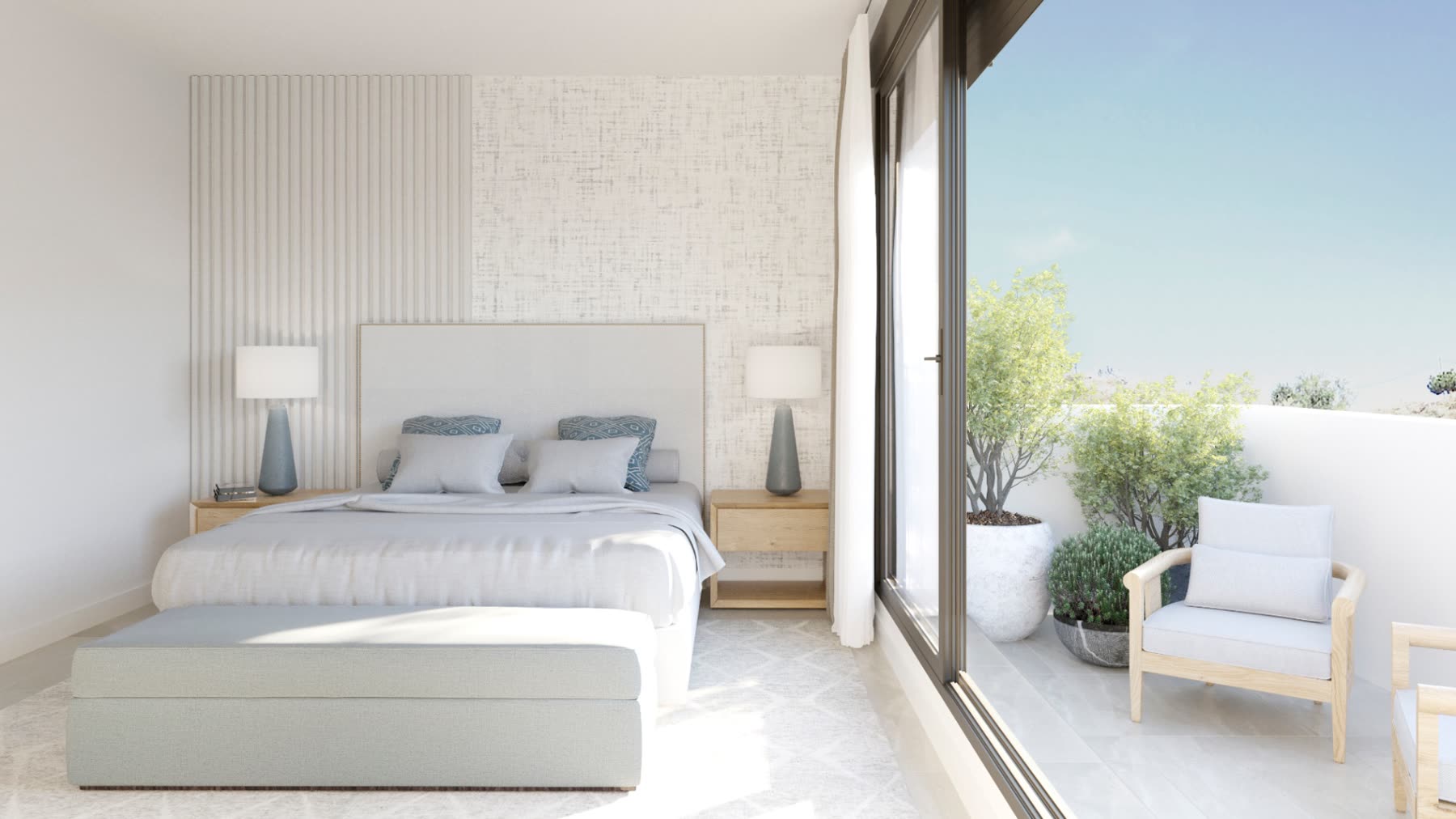 Dormitorio principal con acceso directo a terraza